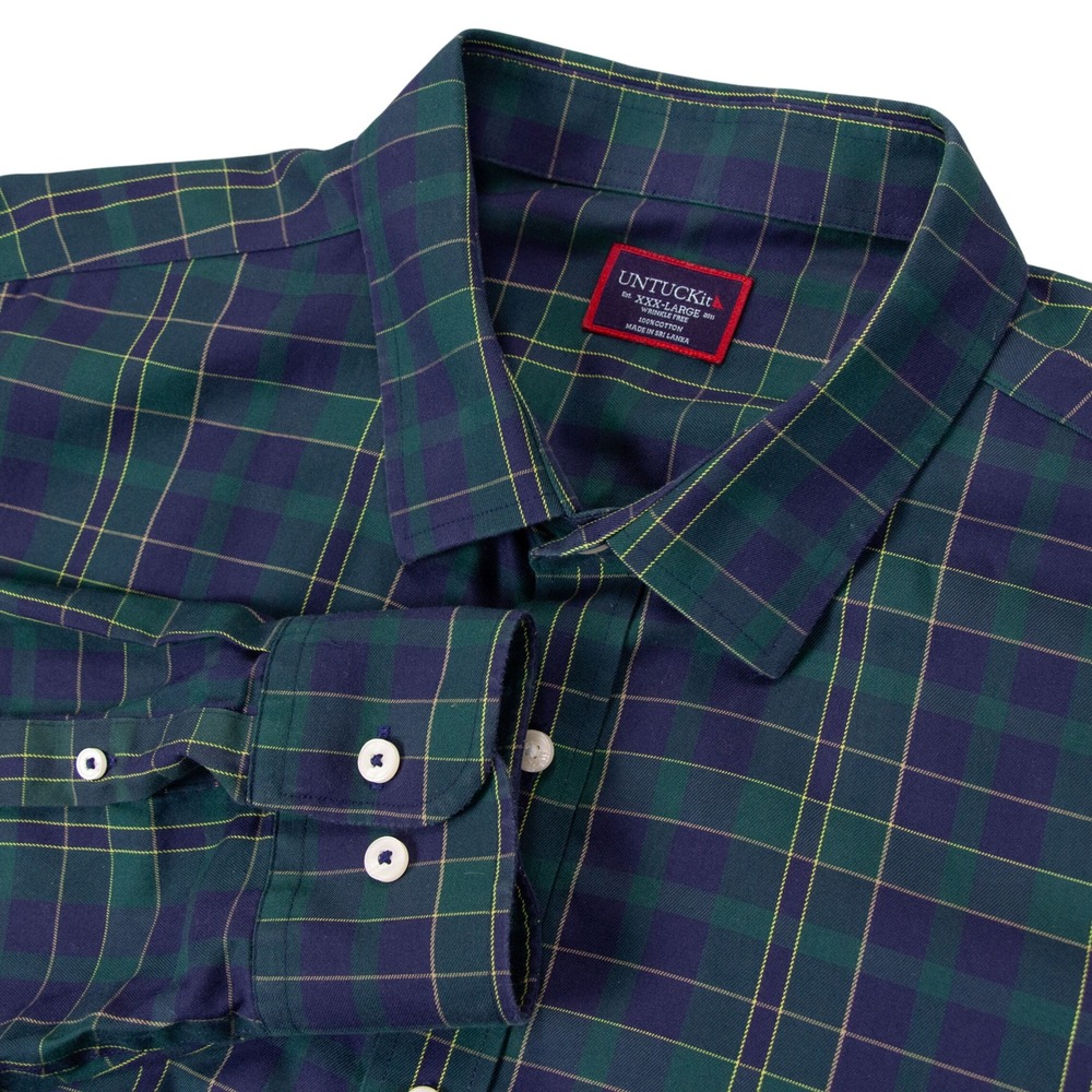 UNTUCKit Langon Plaid Button Down‎ Shirt Mens 3XL Green Blue Wrinkle Free
